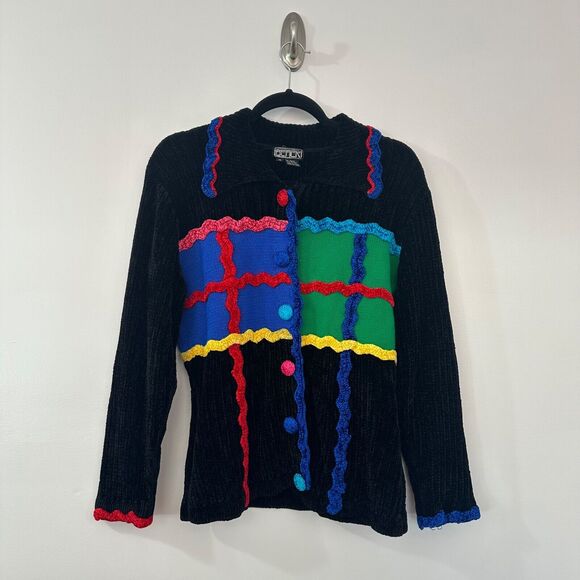The Collective Works of Berek 2 Takako Sakon Cardigan 80S Retro Geometric Funky - Picture 1 of 11